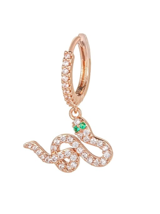 744 rose gold Brass Cubic Zirconia Snake Vintage Single Earring(Single -Only One)