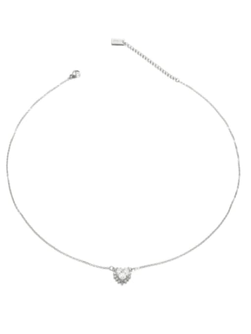Five Color Brass Cubic Zirconia Heart Minimalist Necklace