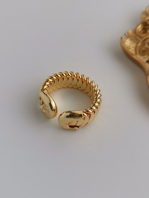 gold Copper  Smooth Geometric Minimalist Free Size Band Fashion Ring