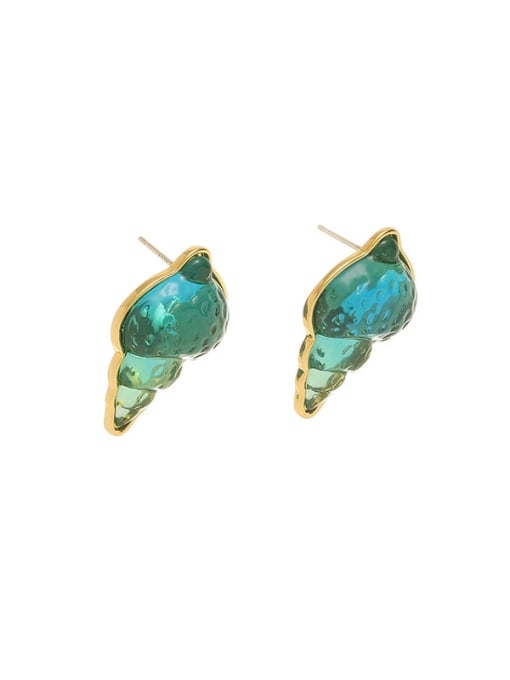Five Color Brass Enamel Irregular Conch Minimalist Stud Earring