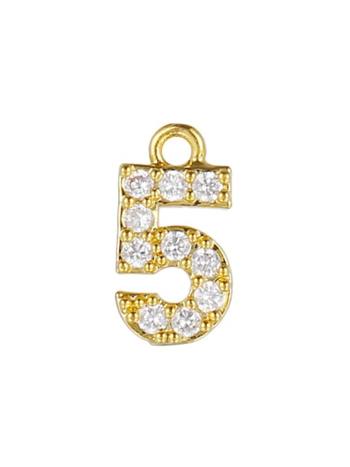 DZ00052 Gold Brass Cubic Zirconia Number Minimalist Single Pendant