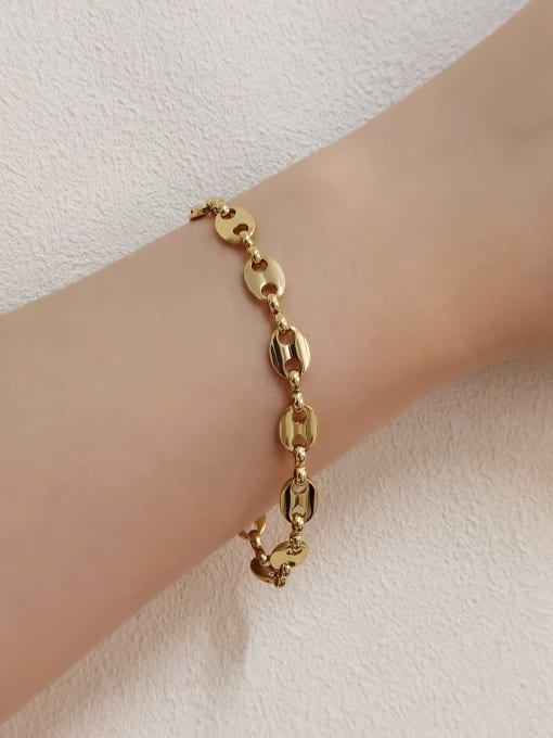 HYACINTH Brass Hollow Geometric Chain Vintage Link Bracelet 2