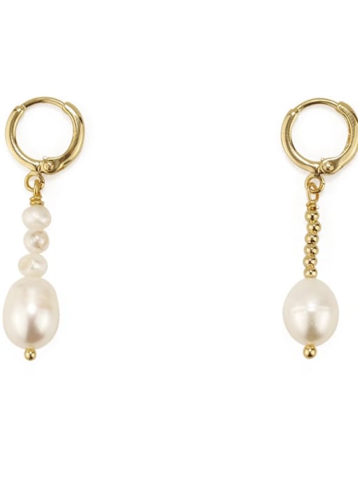 Five Color Brass Imitation Pearl Geometric Vintage Drop Earring 3