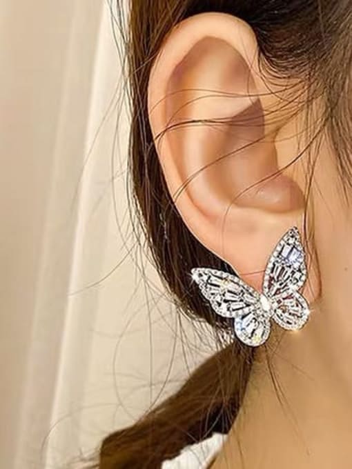 Papara Alloy Cubic Zirconia Butterfly Dainty Stud Earring 1