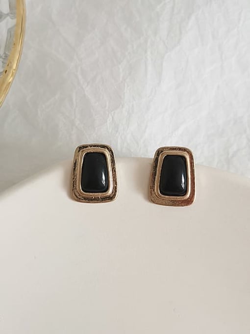 black Copper Resin Geometric Minimalist Stud Trend Korean Fashion Earring