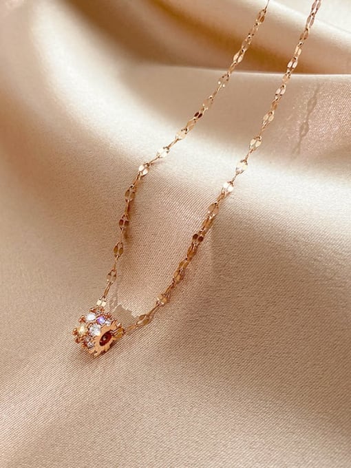 rose Gold Titanium with Cubic Zirconia White Locket Dainty Necklace