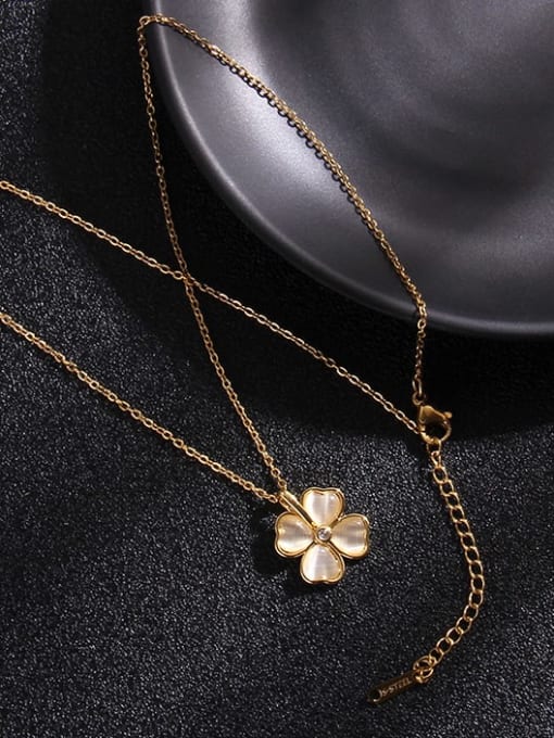 A314 Copper Cats Eye Flower Butterfly  Trend  Pendant Necklace