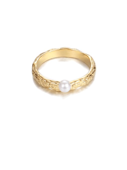 Pearl Ring Brass Imitation Pearl Irregular Vintage Band Ring