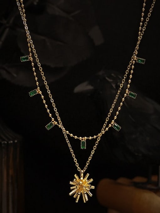 ACCA Brass Cubic Zirconia Flower Vintage Necklace 3