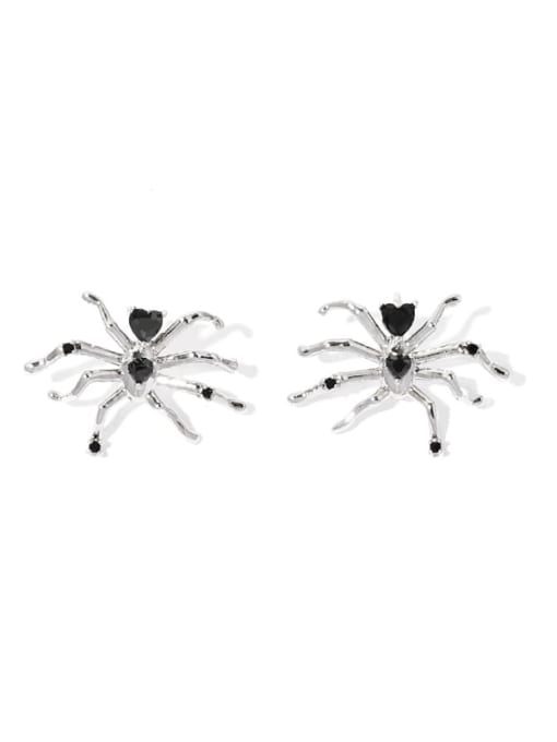 Spider earrings Brass Cubic Zirconia Bug Hip Hop Spider Earring