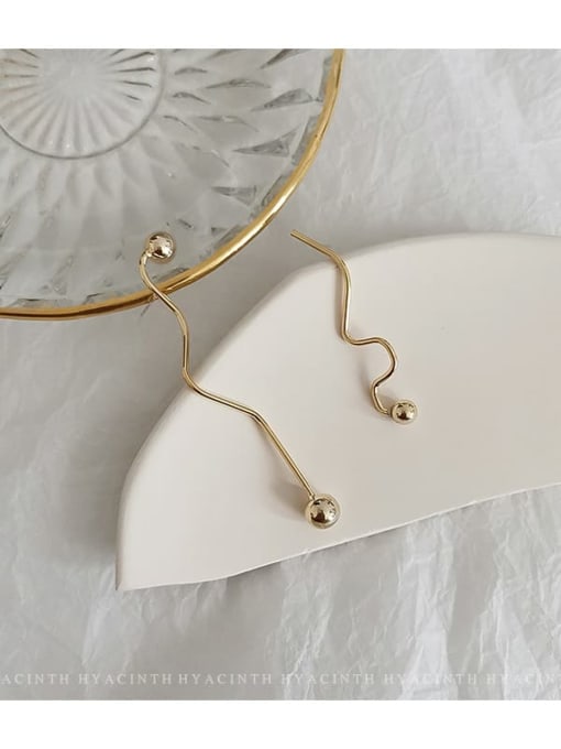 gold Copper Geometric Minimalist Threader Trend Korean Fashion Earring