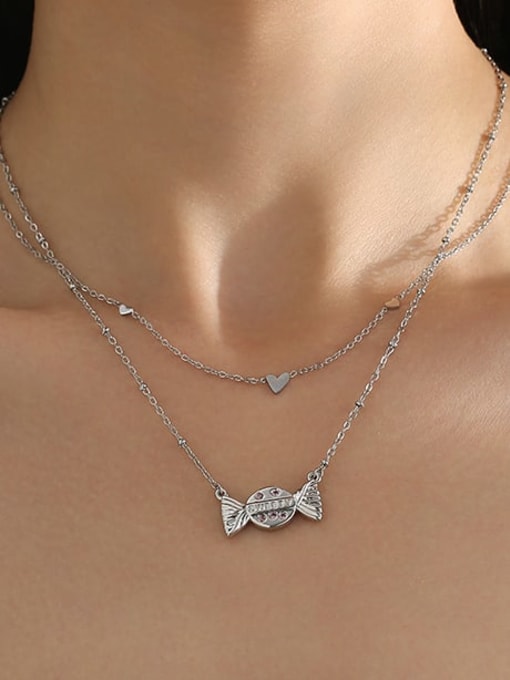 Five Color Titanium Steel Heart Minimalist Necklace 2