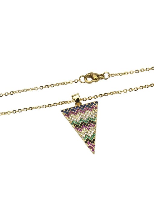 renchi Brass Cubic Zirconia Multi Color Triangle Dainty Necklace 4