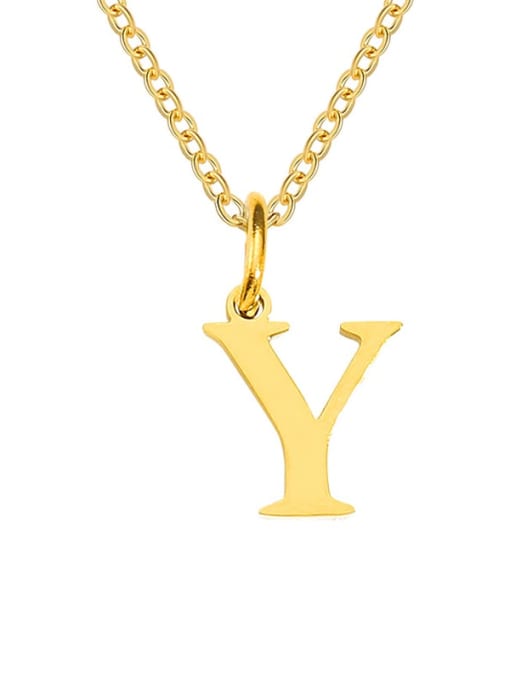 Y Gold Stainless steel Letter Minimalist Necklace