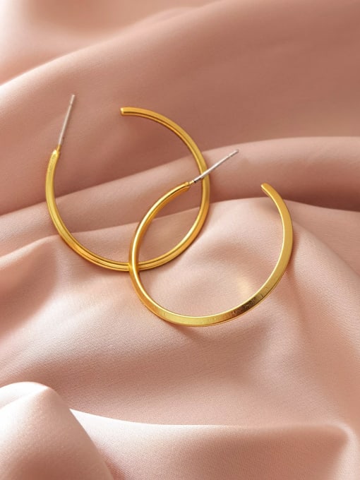 gold Brass Geometric Minimalist Hoop Earring