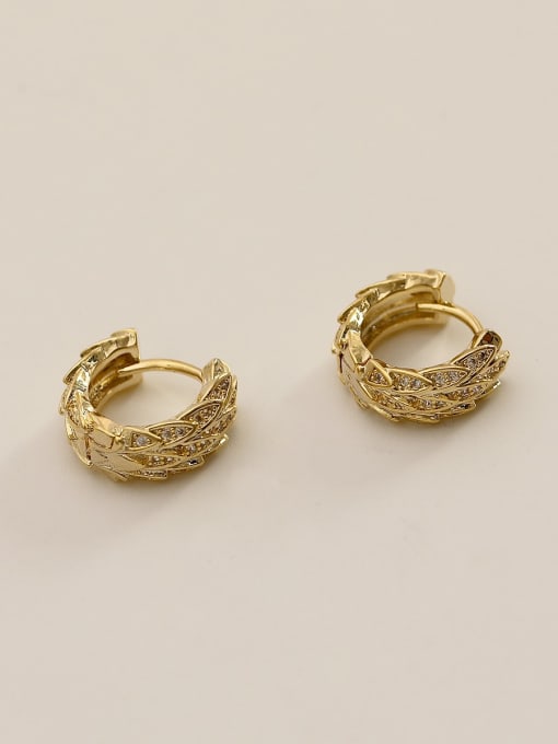 14K real gold Brass Cubic Zirconia Geometric Ethnic Huggie Trend Korean Fashion Earring