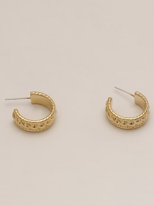 14k Gold Brass Geometric Ethnic Stud Trend Korean Fashion Earring