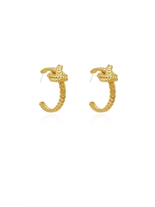 14k Gold Brass knot Geometric Minimalist Stud Trend Korean Fashion Earring
