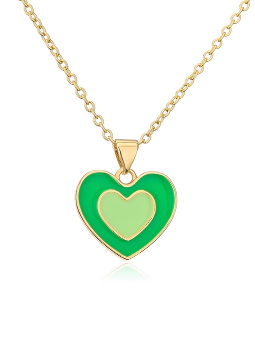 22115 Brass Enamel Heart Minimalist Necklace