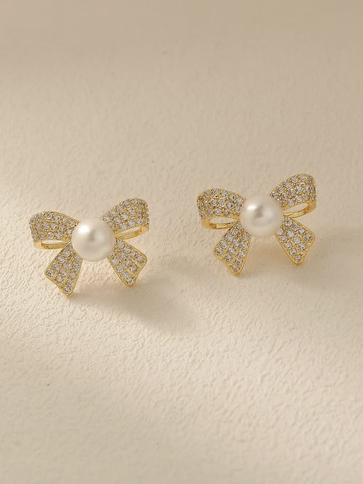 HYACINTH Brass Cubic Zirconia Butterfly Vintage Stud Trend Korean Fashion Earring