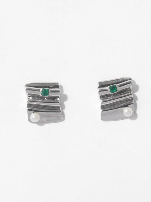 (pre sale) platinum Brass Imitation Pearl Geometric Minimalist Stud Earring