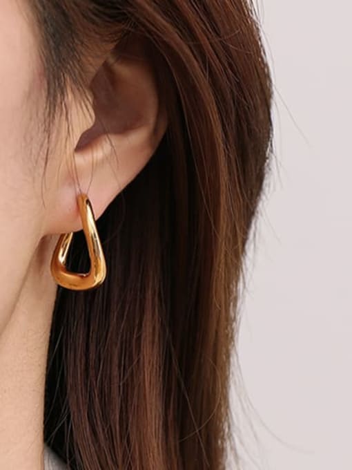 ACCA Brass Smooth Geometric Vintage Stud Earring 2