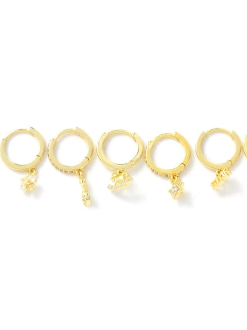 YOUH Brass Cubic Zirconia Letter Minimalist Huggie Earring 4
