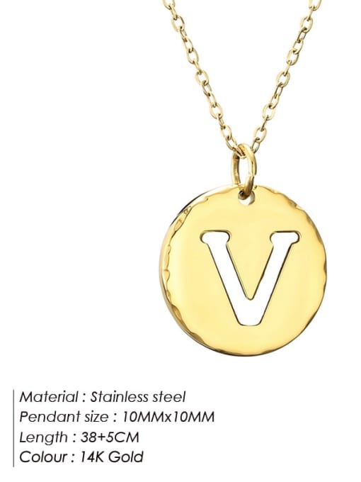 V 14 K gold Stainless steel Letter Minimalist Necklace