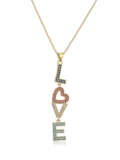23483 Brass Cubic Zirconia Letter Dainty Necklace