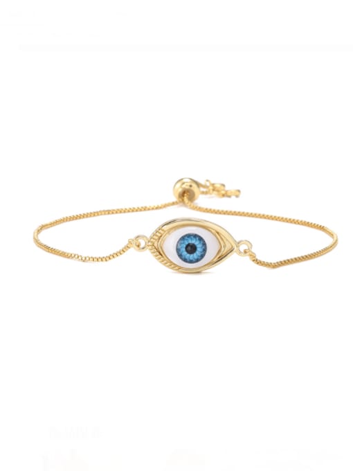30545 Brass Enamel Evil Eye Vintage Adjustable Bracelet