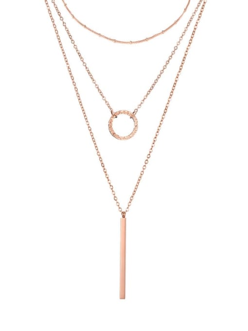 rose gold Stainless steel Round Minimalist Multi Strand Necklace