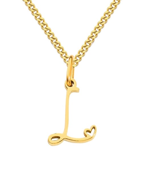 L Gold Stainless steel Letter Minimalist Necklace