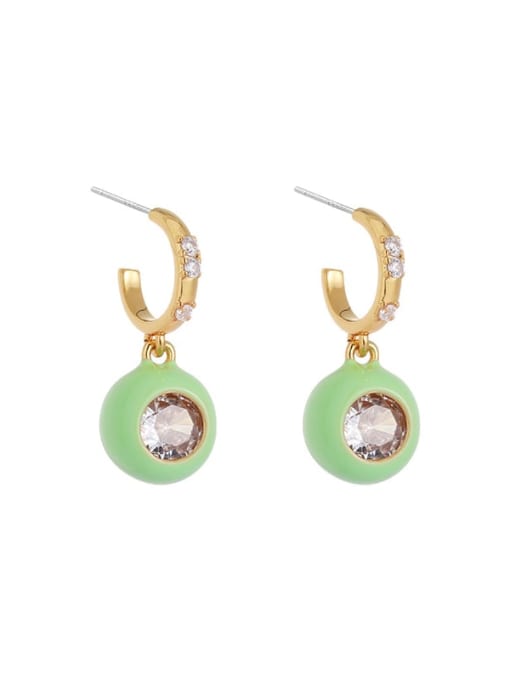 Green earrings (sold in pairs) Brass Enamel Minimalist Heart Earring and Necklace Set
