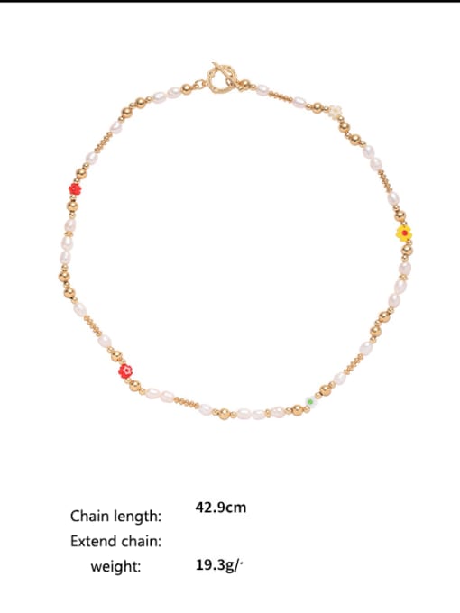 Five Color Brass Freshwater Pearl  Vintage Irregular  Bracelet and Necklace Set 2