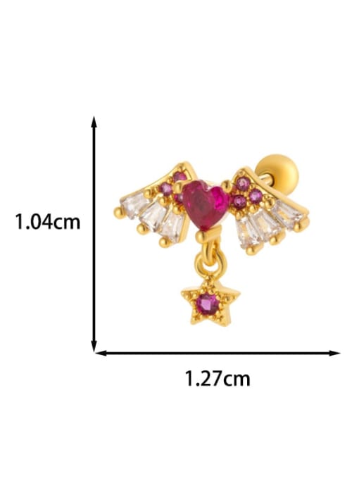 12 golden yellow Brass Cubic Zirconia Wing Trend Single Earring