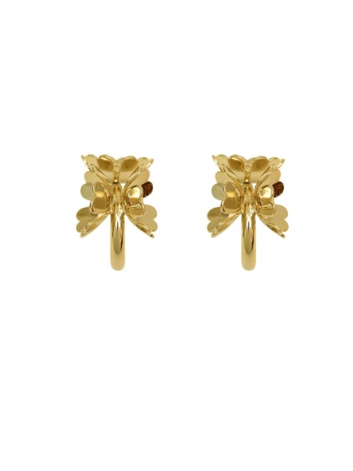 HYACINTH Brass Flower Vintage Stud Trend Korean Fashion Earring 3