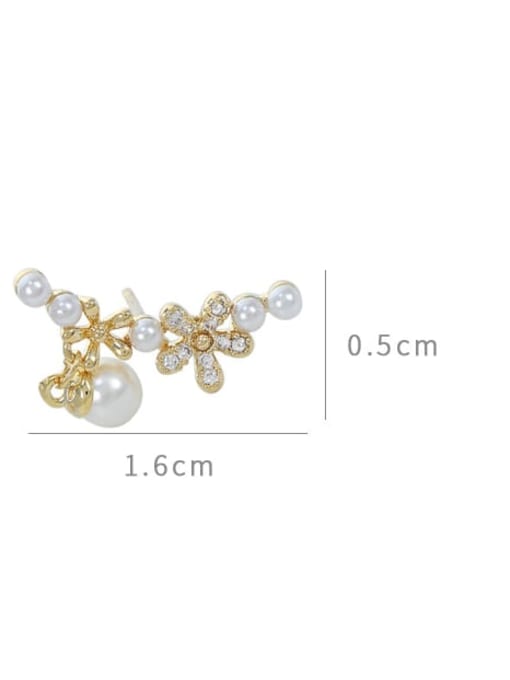YOUH Brass Cubic Zirconia Flower Dainty Stud Earring 3