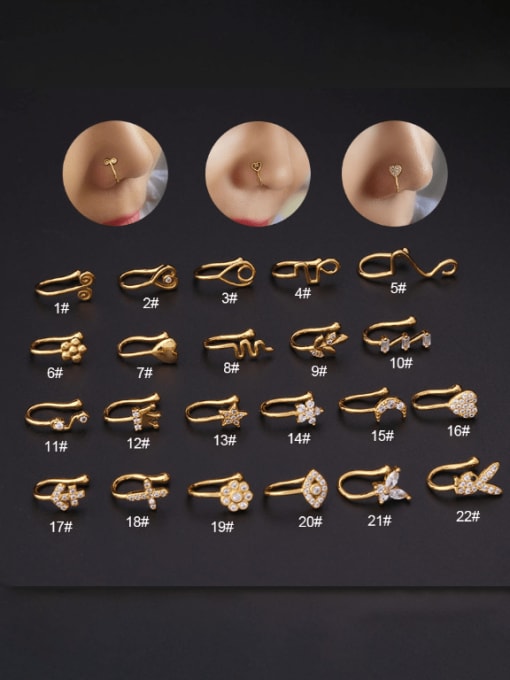 gold Titanium Steel Cubic Zirconia Heart Hip Hop Clip Earring(Single Only One)