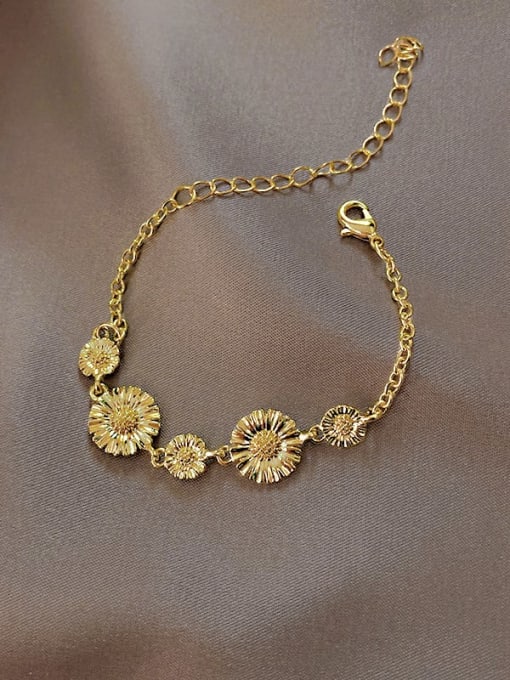 golden Alloy Flower Trend Charm Bracelet