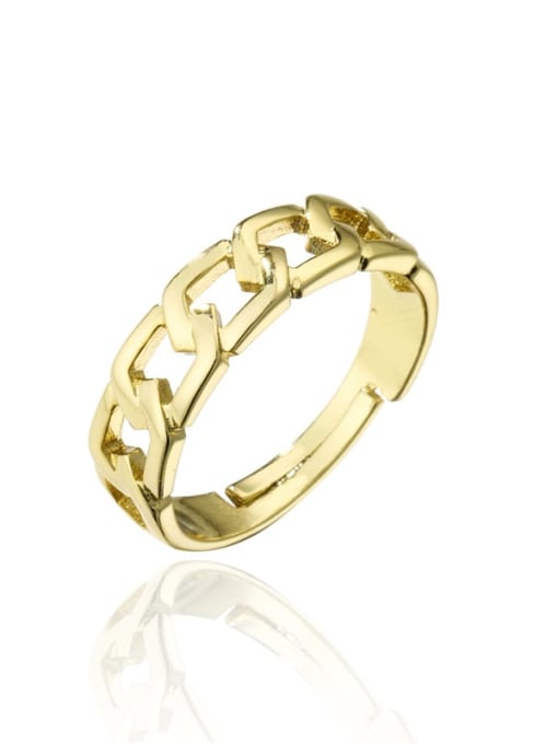 AOG Brass Hollow Geometric Vintage Band Ring 0