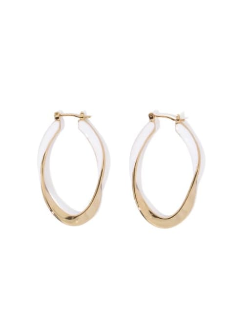 Clause 2 (4.1cm*2.6cm) Brass Enamel Geometric Minimalist Huggie Earring
