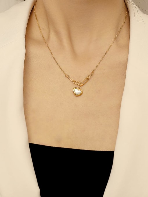 HYACINTH Brass Shell Heart Minimalist  Pendant Trend Korean Fashion Necklace 1