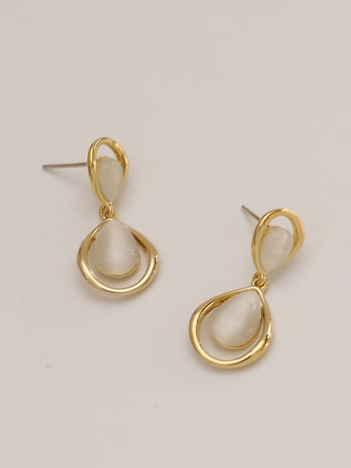 14k Gold Brass Shell Water Drop Minimalist Drop Trend Korean Fashion Earring