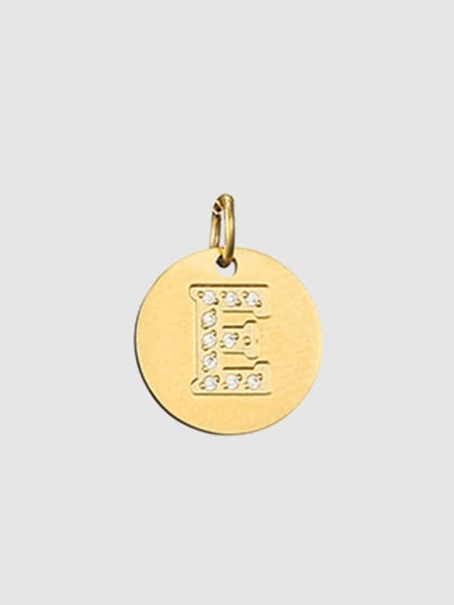 E 14 K gold Titanium 26 Letter Minimalist round pendant Necklace