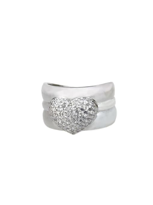 White zirconium plating Brass Cubic Zirconia Heart Luxury Band Ring