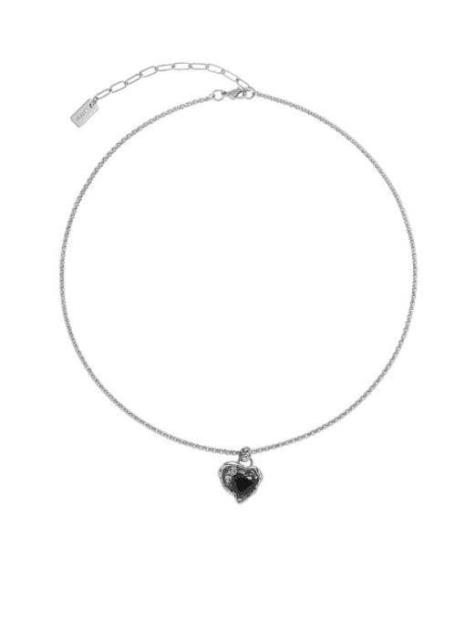 Single layer necklace Brass Cubic Zirconia Heart Hip Hop Multi Strand Necklace