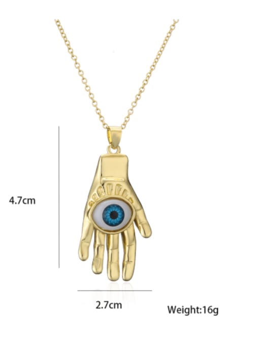 AOG Brass Rhinestone Enamel Evil Eye Vintage Geometric  Pendant Necklace 1