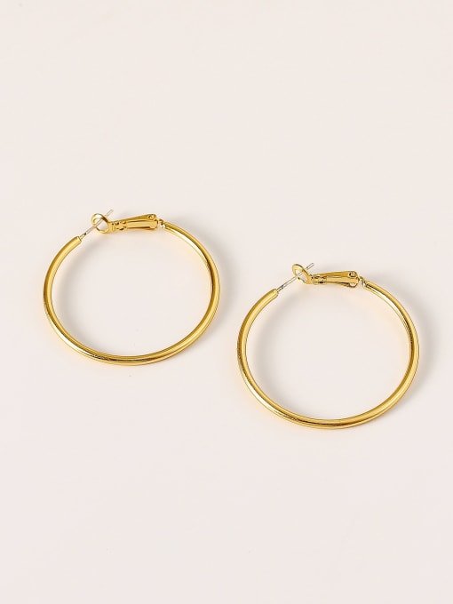 HYACINTH Brass Round Minimalist Hoop Trend Korean Fashion Earring 0