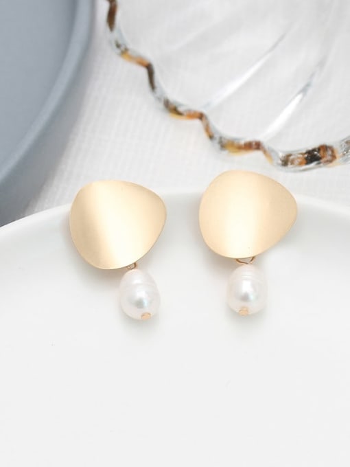 HYACINTH Copper Imitation Pearl Round Minimalist Drop Trend Korean Fashion Earring 3