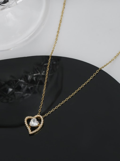 YOUH Brass Cubic Zirconia Heart Dainty Necklace 1